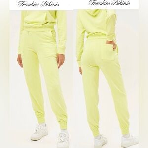 FRANKIES BIKINIS FRANK LEMONADE SWEATPANTS Sz. M. EMBROIDERED LOGO, BRIGHT/NEON